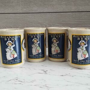 Vintage Pillsbury's Best "Sets the Pace" Collector's Coffee Mug Set of 4